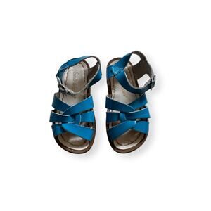 Salt Water patent turquoise sandals